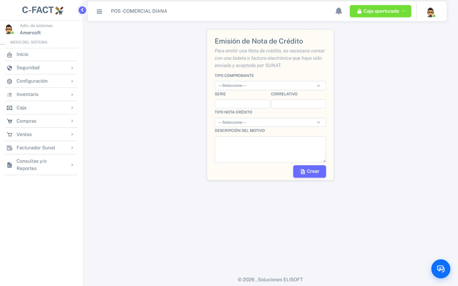 C-Fact — Notas de crédito